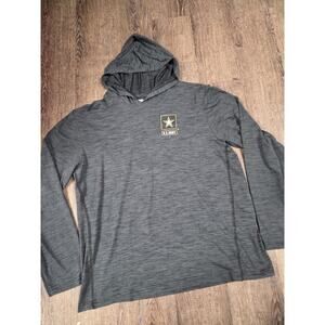 US Army Long Sleeve Dark Gray Charcoal Hooded Stretch Tshirt XL